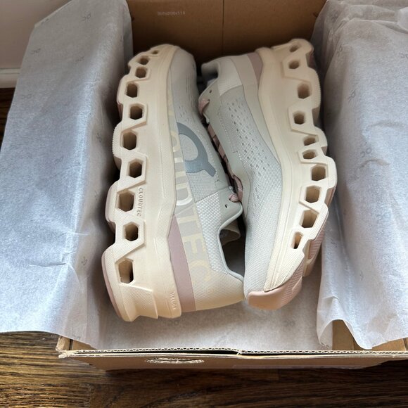 On Cloud “Cloudmonster” Women’s Running Shoe – Moon / Fawn – Size 7.5 - NEW - Picture 7 of 12